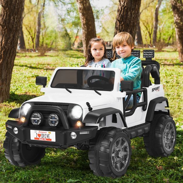 2 Sitzer Kinderauto SUV Geländewagen mit Fernbedienung 3 Gang Elektroauto Weiss