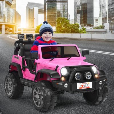 2 Sitzer Kinderauto SUV Geländewagen mit Fernbedienung 3 Gang Elektroauto rosa