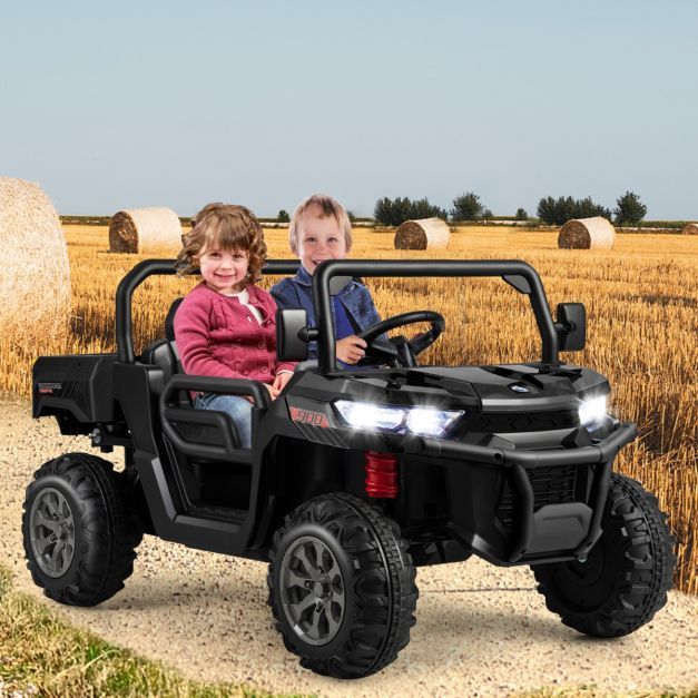 2 Sitzer Elektroauto Jeep mit Automatischer Ladefläche Schwarz