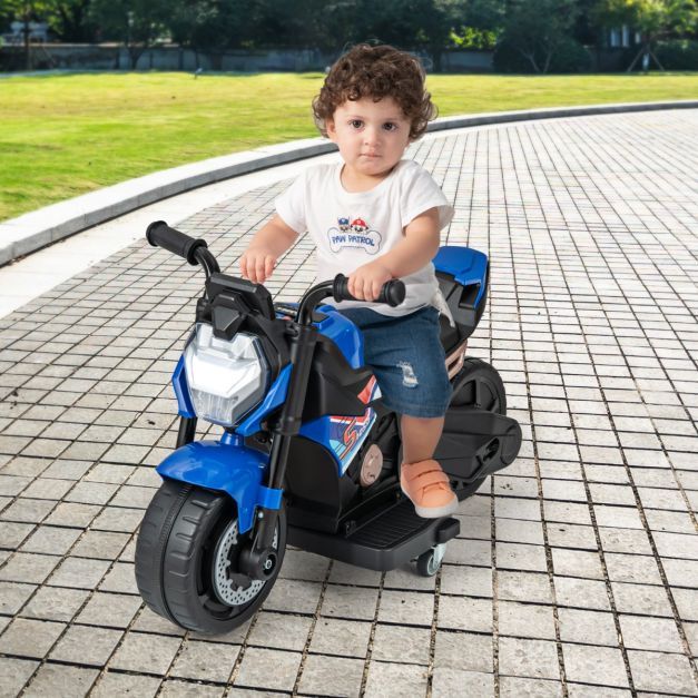Kinder Elektro Motorrad mit Abnehmbaren Stützrädern & Scheinwerfer & Musik & Hupe blau