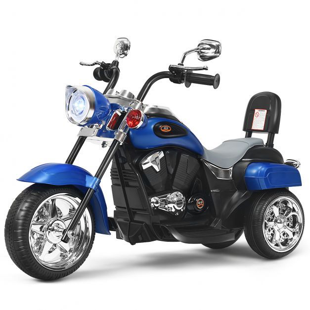 6V Elektro Motorrad Trike Chopper mit verstellbaren Scheinwerfer Blau + Schwarz