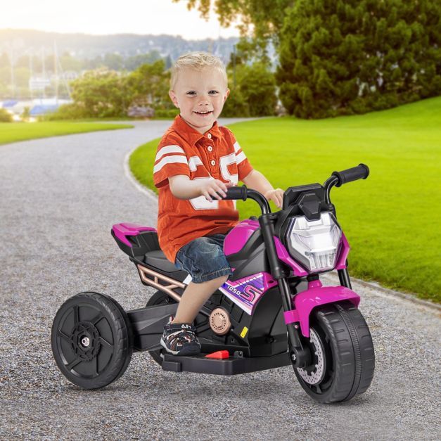 Kinder Elektro Motorrad mit Abnehmbaren Stützrädern & Scheinwerfer & Musik & Hupe rosa