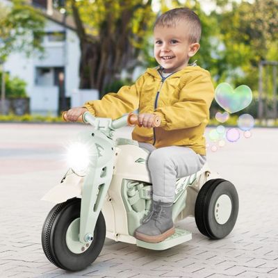 Kinder Motorrad mit Seifenblasenmaschine & Musik & LED Scheinwerfer Beige
