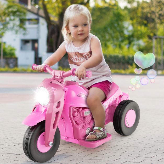 Kinder Motorrad mit Seifenblasenmaschine & Musik & LED Scheinwerfer rosa