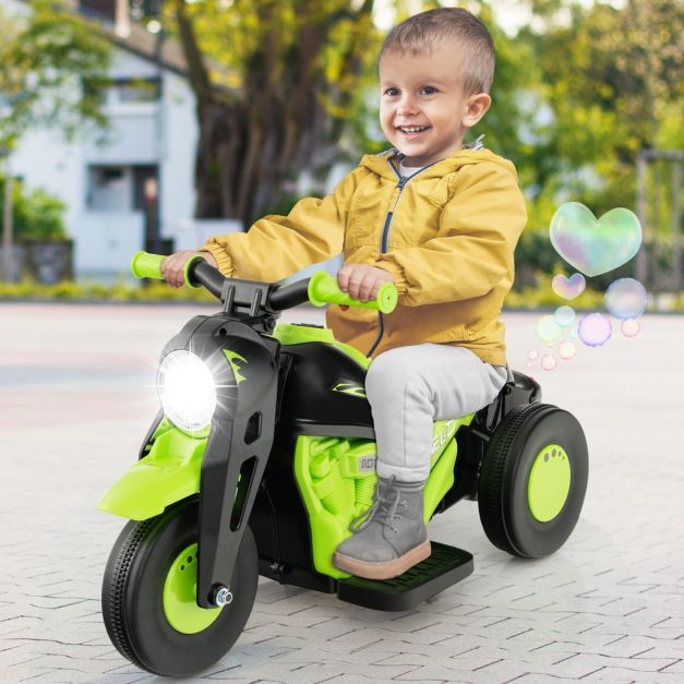 Kinder Motorrad mit Seifenblasenmaschine & Musik & LED Scheinwerfer grün