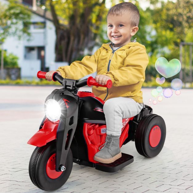 Kinder Motorrad mit Seifenblasenmaschine & Musik & LED Scheinwerfer rot