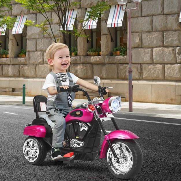 6V Elektro Motorrad Trike Chopper mit verstellbaren Scheinwerfer rosarot