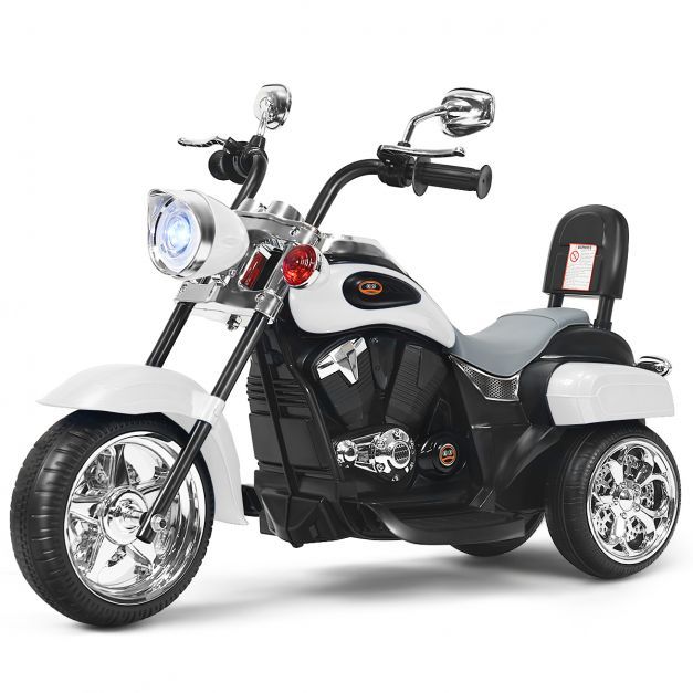 6V Elektro Motorrad Trike Chopper mit verstellbaren Scheinwerfer weiss