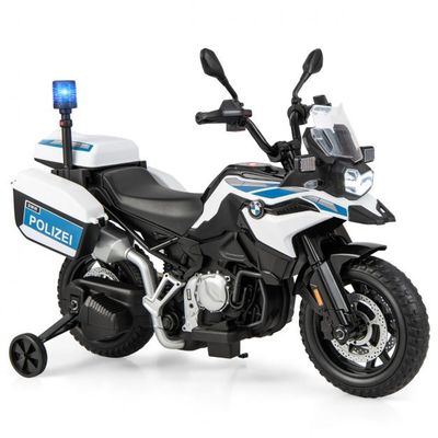 BMW Polizei-Motorrad für Kinder Akkubetriebenes Motorrad mit 2 Stützrädern Weiss