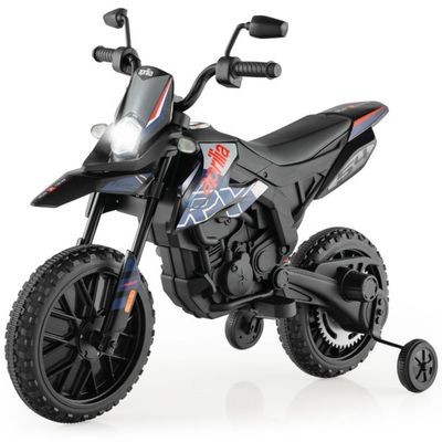 Aprilia Elektro Kindermotorrad mit Stützrädern &amp; Scheinwerfer 12V Kinder Motorrad blau