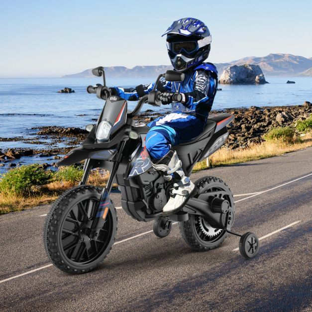 Aprilia Elektro Kindermotorrad mit Stützrädern & Scheinwerfer 12V Kinder Motorrad blau