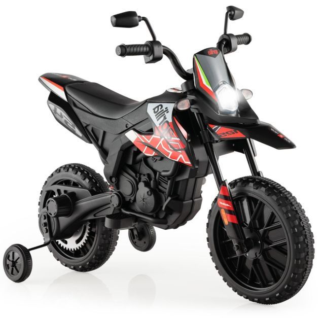 Aprilia Elektro Kindermotorrad mit Stützrädern &amp; Scheinwerfer 12V Kinder Motorrad rot