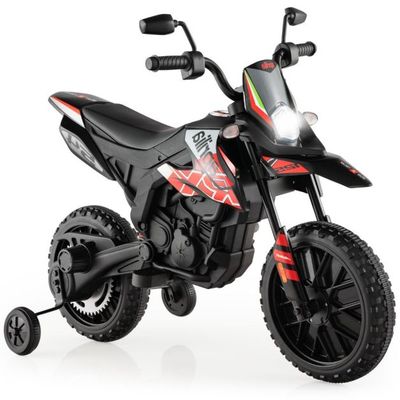 Aprilia Elektro Kindermotorrad mit Stützrädern &amp; Scheinwerfer 12V Kinder Motorrad rot