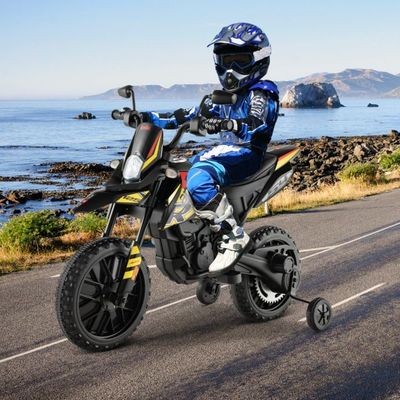 Aprilia Elektro Kindermotorrad mit Stützrädern &amp; Scheinwerfer 12V Kinder Motorrad schwarz
