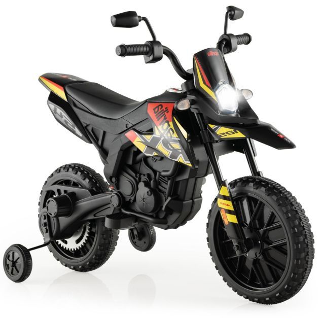 Aprilia Elektro Kindermotorrad mit Stützrädern &amp; Scheinwerfer 12V Kinder Motorrad schwarz