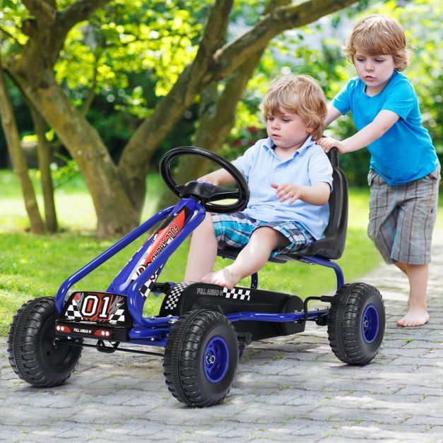 Gokart mit Handbremse bis 30kg für Kinder von 3-6 Blau