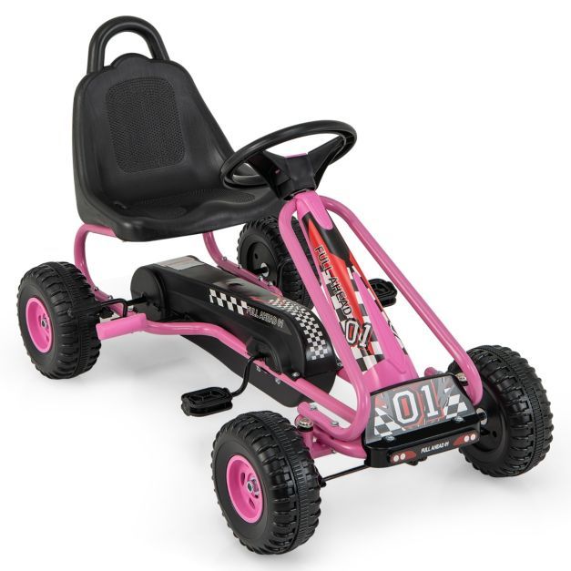 Gokart mit Handbremse bis 30kg für Kinder von 3-6 rosa