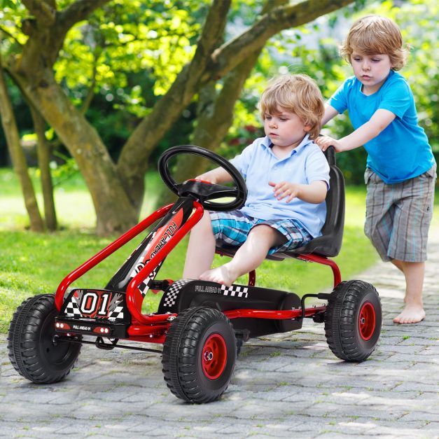 Gokart mit Handbremse bis 30kg für Kinder von 3-6 rot