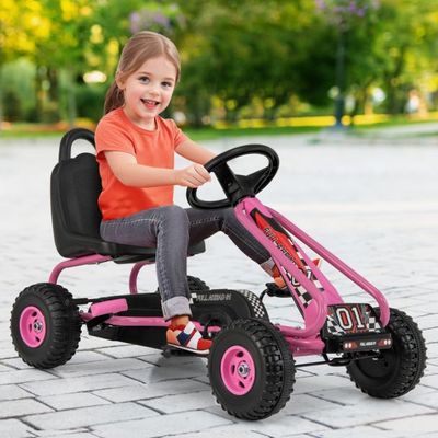 Gokart mit Handbremse bis 30kg für Kinder von 3-6 rosa