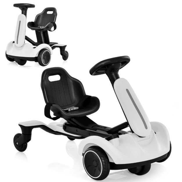 6V Gokart Elektro Driftauto für Kinder Elektro-Gokart mit 2-fach verstellbarem Sitz weiss