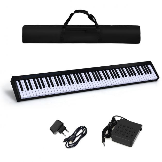 Digitales Piano Keyboard 88 Tasten tragbares elektronisches Musikinstrument Kinderklavier Kinderpiano Schwarz