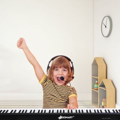Digitales Piano Keyboard 88 Tasten tragbares elektronisches Musikinstrument Kinderklavier Kinderpiano Schwarz