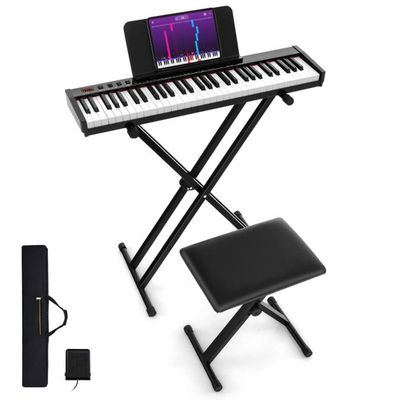 Elektronisches Keyboard mit 61 Tasten &amp; Ständer &amp; Hocker Elektroklavier Digitales Piano