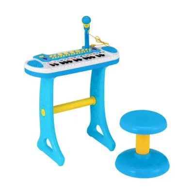 Elektronisches 31-Tasten Kinder Keyboard mit Hocker &amp; Mikrofon für Kinder ab 3 Jahr Blau