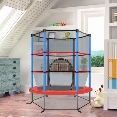 Ø140cm Gartentrampolin mit Sicherheitsnetz Trampolin bis 135KG Belastbar für Kinder ab 3 Jahre blau