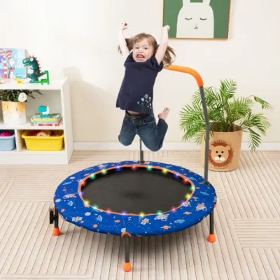 Ø140cm Gartentrampolin mit Sicherheitsnetz Kinder-Trampolin bis 135KG Belastbar blau