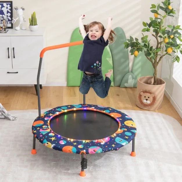 Ø140cm Gartentrampolin mit Sicherheitsnetz Kinder-Trampolin bis 135KG Belastbar bunt
