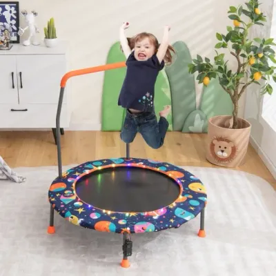 Ø140cm Gartentrampolin mit Sicherheitsnetz Kinder-Trampolin bis 135KG Belastbar bunt