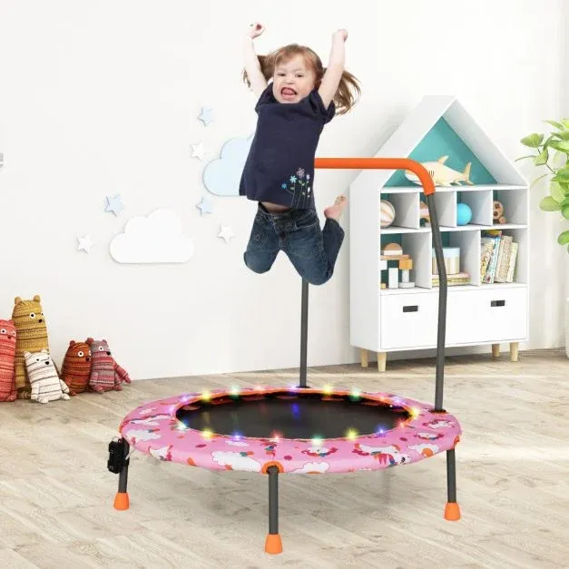 Ø140cm Gartentrampolin mit Sicherheitsnetz Kinder-Trampolin bis 135KG Belastbar rosa