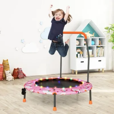 Ø140cm Gartentrampolin mit Sicherheitsnetz Kinder-Trampolin bis 135KG Belastbar rosa