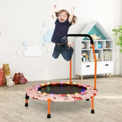Ø140cm Gartentrampolin mit Sicherheitsnetz Kinder-Trampolin bis 135KG Belastbar orange