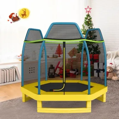 Ø223cm Kindertrampolin mit Sicherheitsnetz bis 150kg belastbar grün