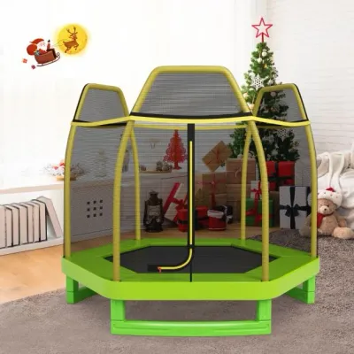 Ø223cm Kindertrampolin mit Sicherheitsnetz bis 150kg belastbar gelb