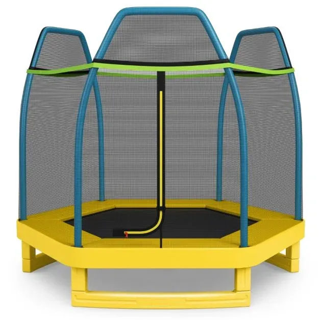 Ø223cm Kindertrampolin mit Sicherheitsnetz bis 150kg belastbar grün
