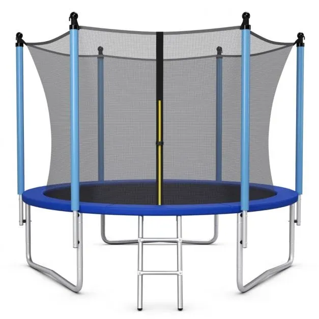 Ø 305 cm Trampolin Freizeit-Trampolin mit Sicherheitsnetz Schwarz + Blau