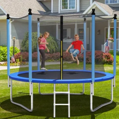 Ø 244 cm Outdoor-Trampolin für Kinder &amp; Erwachsene Schwarz + Blau