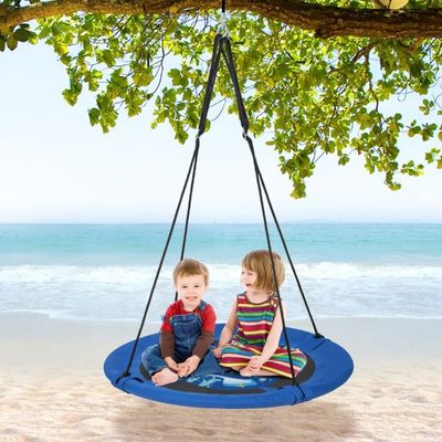 Nestschaukel Kinderschaukel Baumschaukel Hängeschaukel Ø 100 cm Blau-Wal