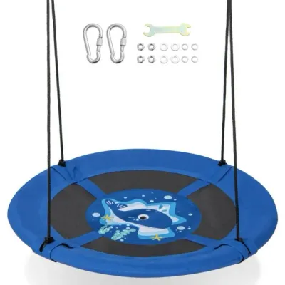 Nestschaukel Kinderschaukel Baumschaukel Hängeschaukel Ø 100 cm Blau-Wal