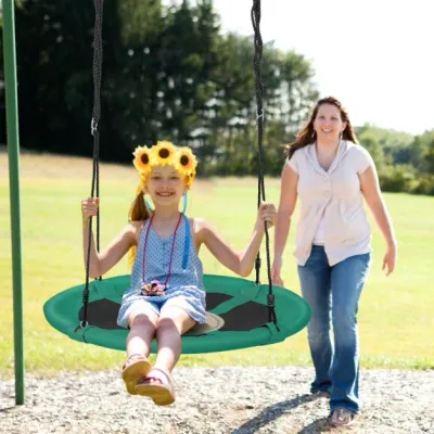 Ø 100 cm Nestschaukel mit Verstellbaren Seilen Hängeschaukel Kinderschaukel Rundschaukel Grün Drache