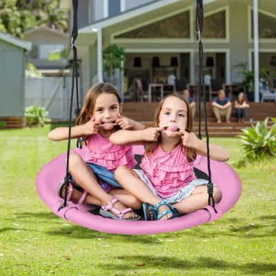 Ø 100 cm Nestschaukel Einhorn mit Verstellbaren Seilen Hängeschaukel Kinderschaukel Rundschaukel Rosa