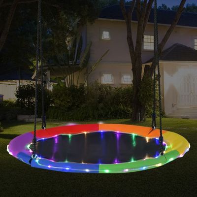 Nestschaukel mit 100 cm Durchmesser bis 300kg belastbar LED-Licht Schaukel bunt