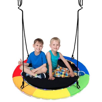 Nestschaukel mit 100 cm Durchmesser bis 300kg belastbar LED-Licht Schaukel bunt