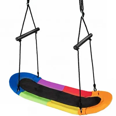 Nestschaukel Kinder Baumschaukel mit 100-160cm verstellbarem Seil Bunt 123 x 45cm