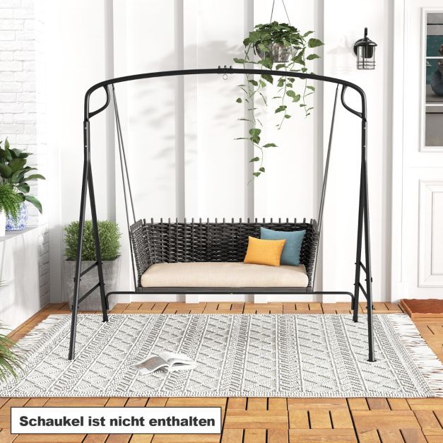 Schaukelgestell aus Metall für Hängebank/Nestschaukel, Schaukelgerüst Schwarz