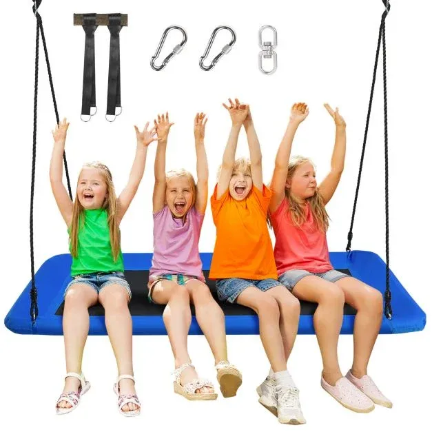 Nestschaukel für Kinder Indoor &amp; Outdoor-Baumschaukel mit verstellbaren Seilen Blau
