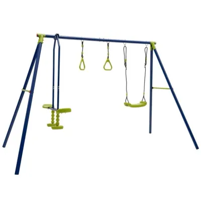 Kinderschaukel 3-in-1-Schaukelständer aus Metall 278 x 142 x 177 cm blau + grün